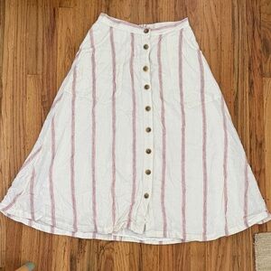 Anthropologie Red and White Striped A-Line Skirt